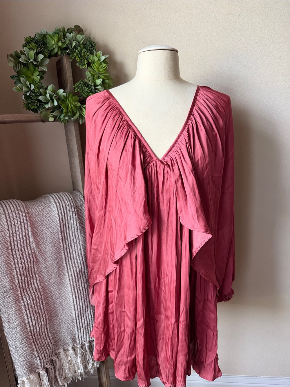Strut & Bolt shirred satin mini dress